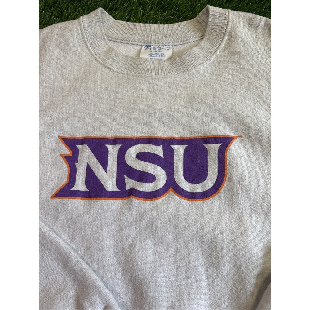 Vintage Champion Reverse Weave NSU Demons Northwestern Sz L Gray Sweatshirt - Picture 3 of 13